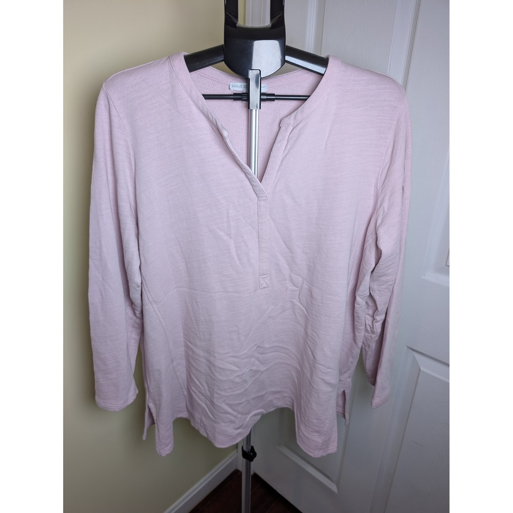 Pure Jill Tunic Top Women XL Pink Organic Cotton French Terry Split Pullover